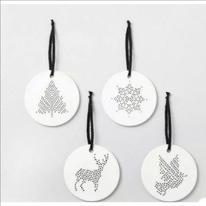 Hearth & Hand 4pk Porcelain White/Black Ornaments